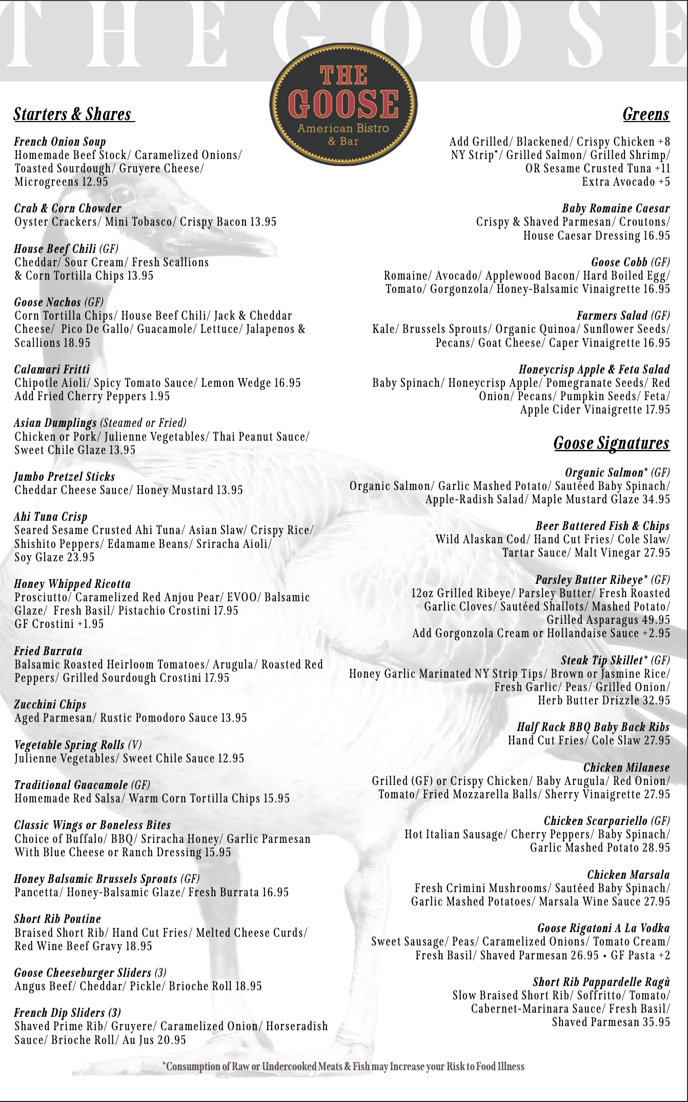Goose Fall Menu