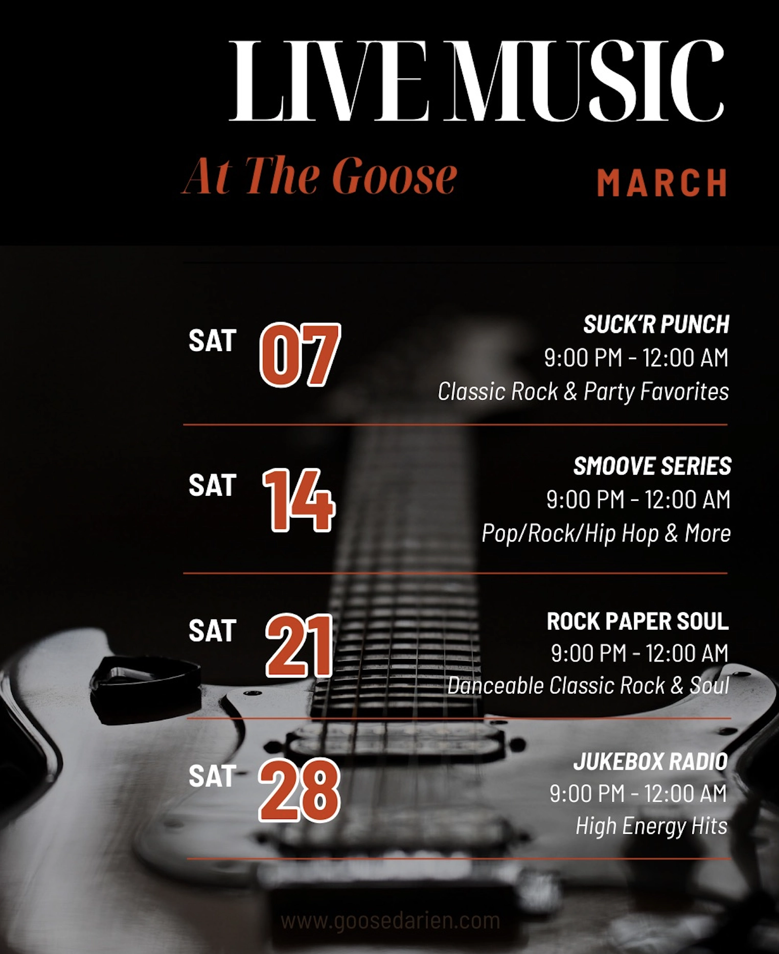 Goose Live Music March 2026.