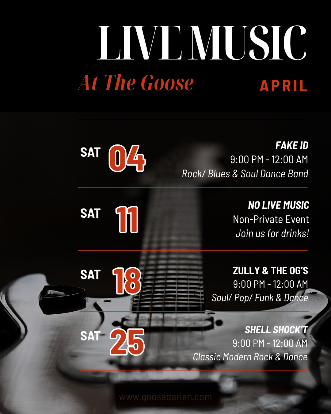 Goose Live Music March 2026.