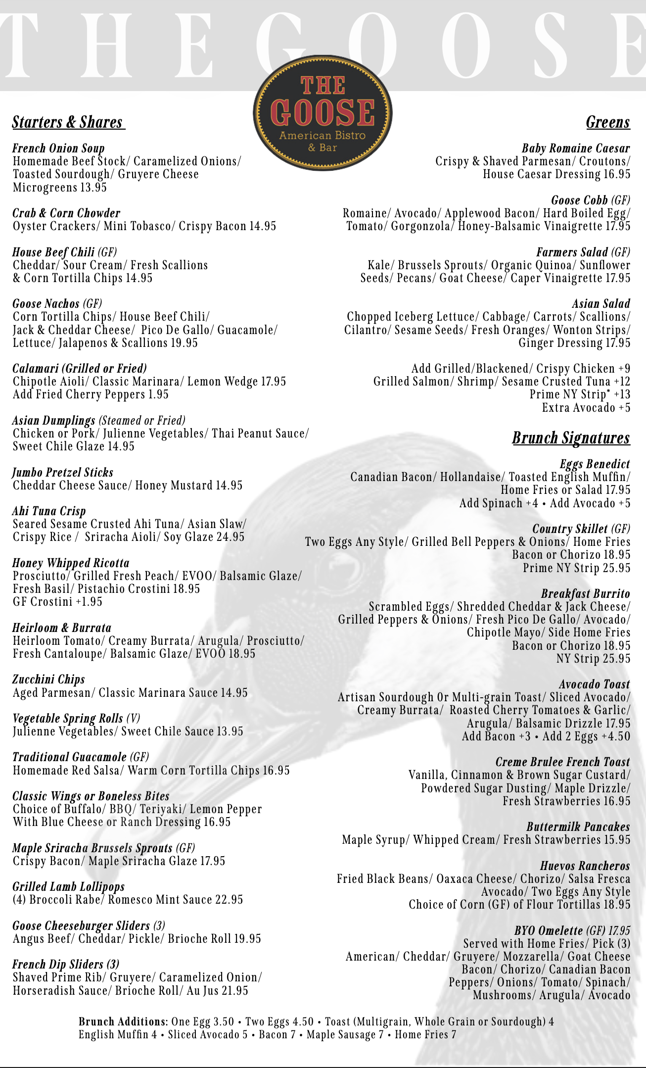 Goose Fall Menu
