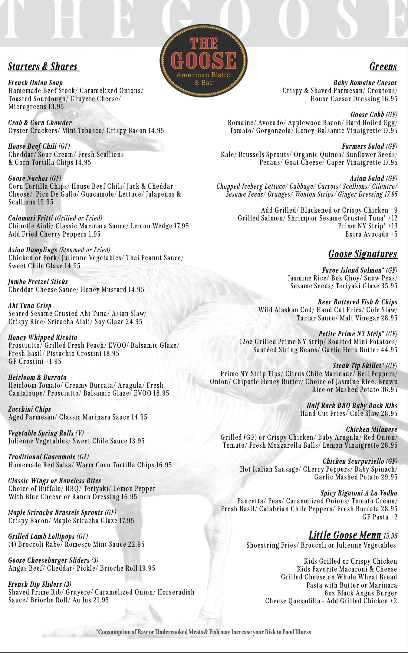 Goose Fall Menu